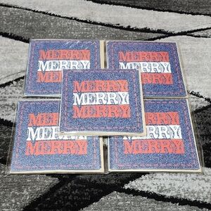 VINTAGE MICHAELS DENIM MERRY MERRY MERRY 30 BLANK NOTE CARDS & ENVELOPES